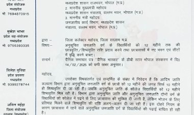 आदिवासी छात्रों के सरकार कर रही भेदभाव, 12 महीने की जगह 10 महीने की मिल रही छात्रवृत्ति, पूरी छात्रवृति के लिए आदिवासी छात्रा नेताओं ने कलेक्टर को सौंपा ज्ञापन
