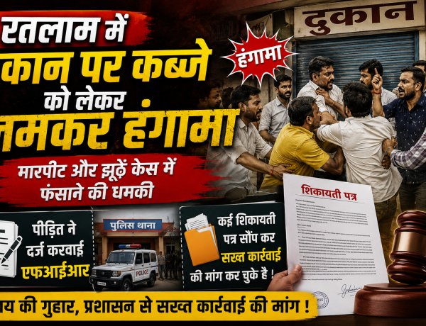 रतलाम में दुकान पर कब्जे को लेकर जमकर हंगामा:  मारपीट और झूठे केस में फंसाने की धमकी, पीड़ित ने दर्ज करवाई एफआईआर, कई शिकायती पत्र सौंप कर सख्त कार्रवाई की मांग कर चुके है